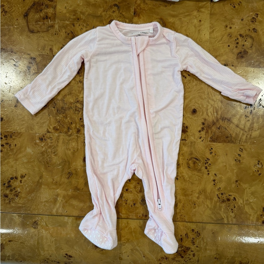 Angel Dear Light Pink Striped Footie